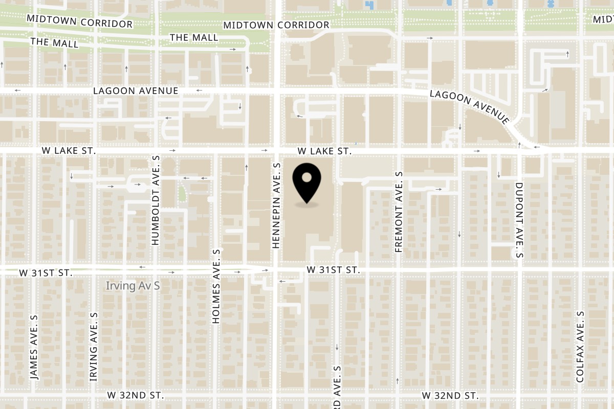 Map showing the location of Roat Osha on 3001 Hennepin Ave S in Minneapolis